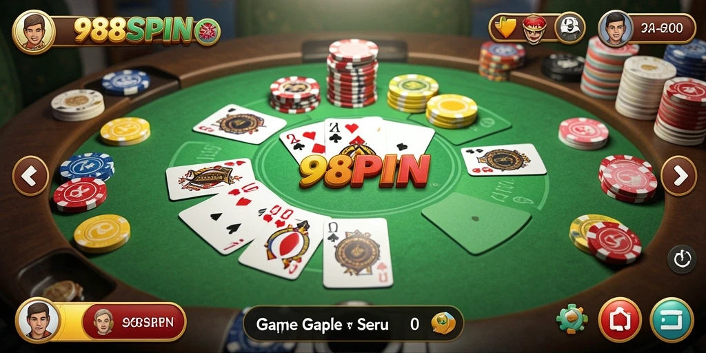 Tampilan seru gameplay Gaple di 988SPIN.