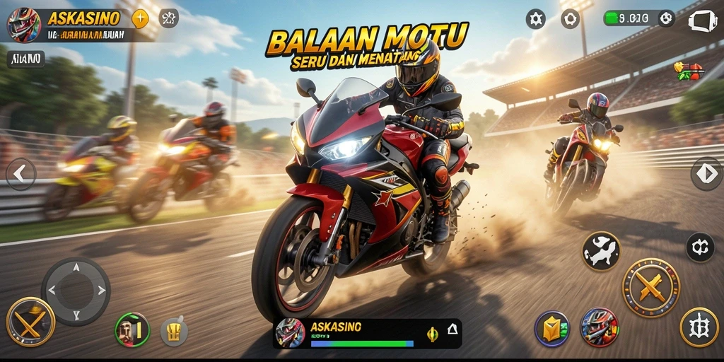 Gameplay balapan motor yang seru dan mendebarkan.