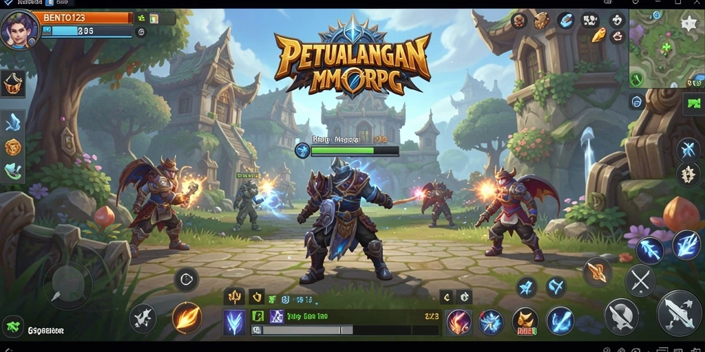 Tangkapan layar gameplay BENTO123 menampilkan petualangan epik di dunia MMORPG.