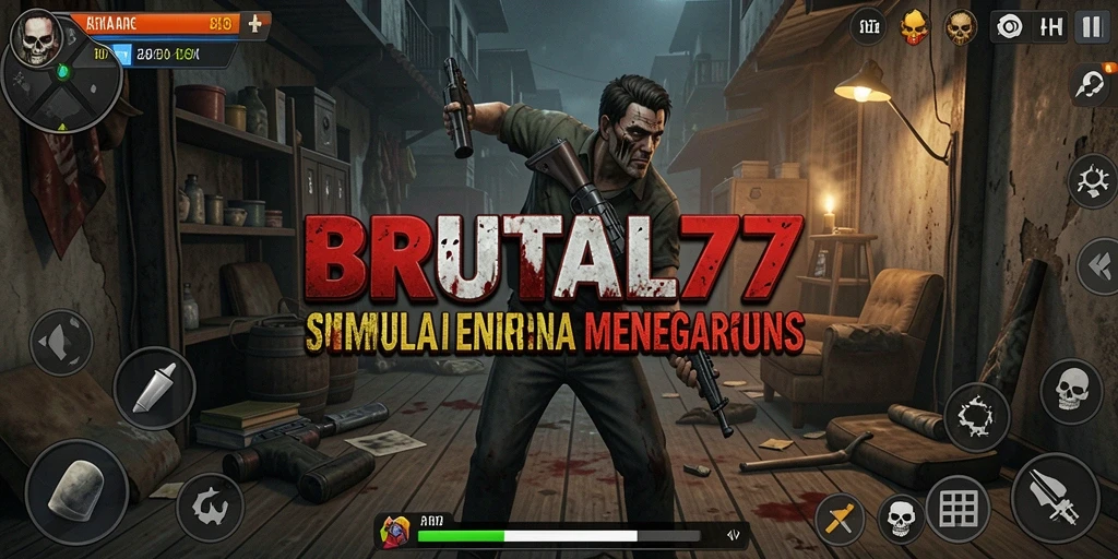 Tampilan gameplay seru dari BRUTAL77 yang menggambarkan simulasi mendebarkan.