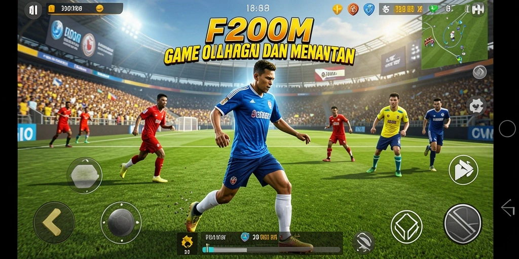 Screenshot utama F200M menampilkan aksi seru dalam gameplay olahraga.