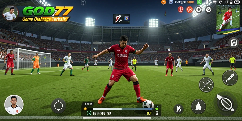 Tampilan gameplay <strong>GOD77</strong> yang menegangkan dalam suasana olahraga.