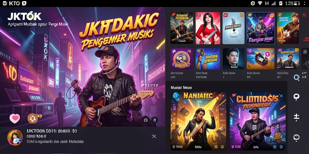 Tampilan gameplay JKTOK yang menarik dengan berbagai fitur musik.