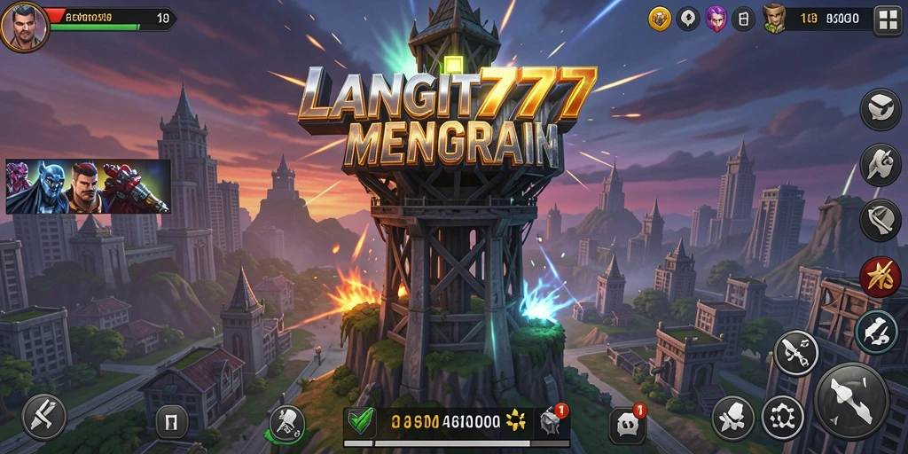 Screenshot LANGIT777 menampilkan aksi pertahanan yang intens dan strategi Tower Defense.