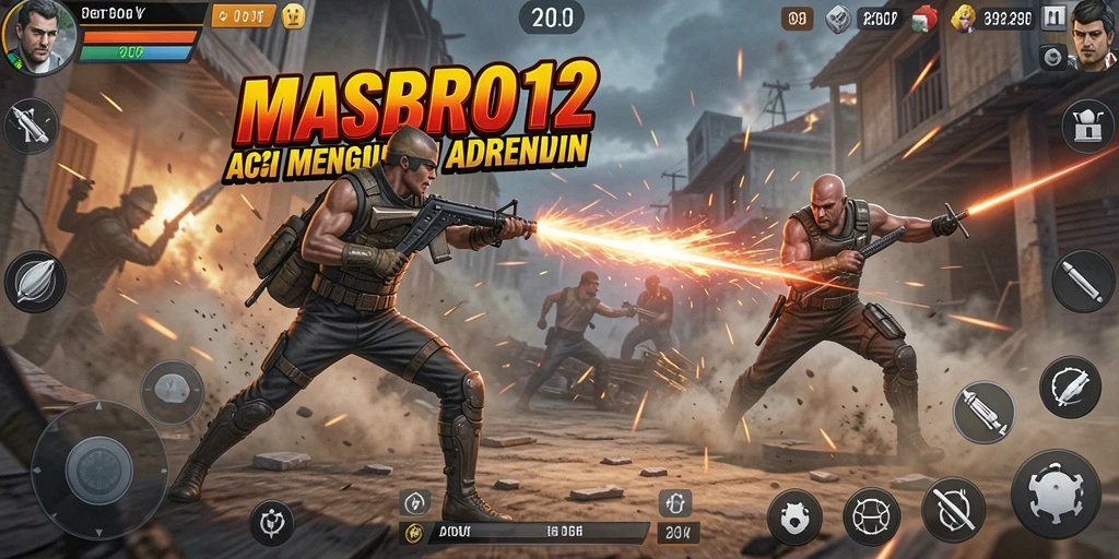 Tampilan aksi intens dari gameplay MASBRO12 yang mendebarkan.