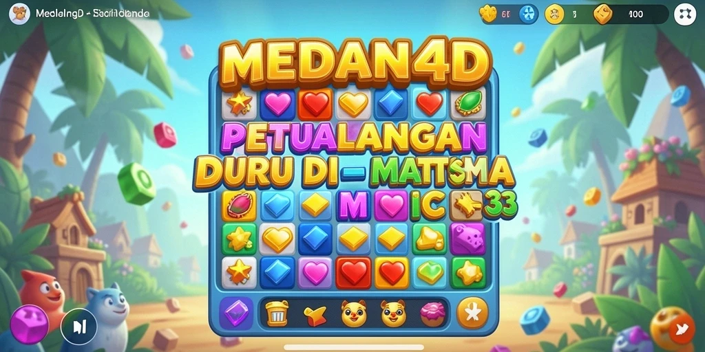Tampilan gameplay seru di MEDAN4D dengan permata berwarna-warni.