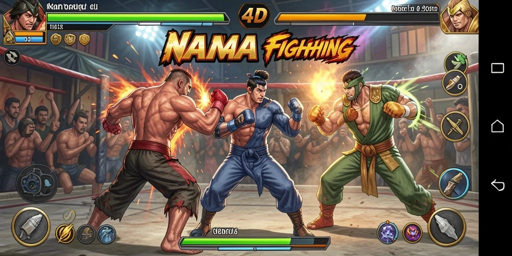 Tampilan seru dalam gameplay NANA4D yang menampilkan aksi pertarungan mendebarkan.