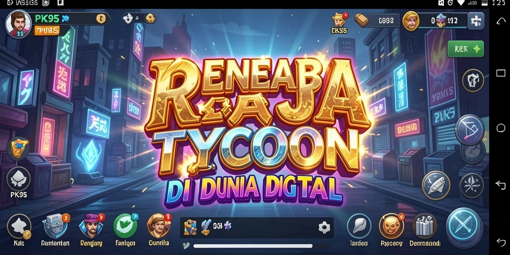 Tampilan gameplay PK95 yang menampilkan strategi pembangunan bisnis.