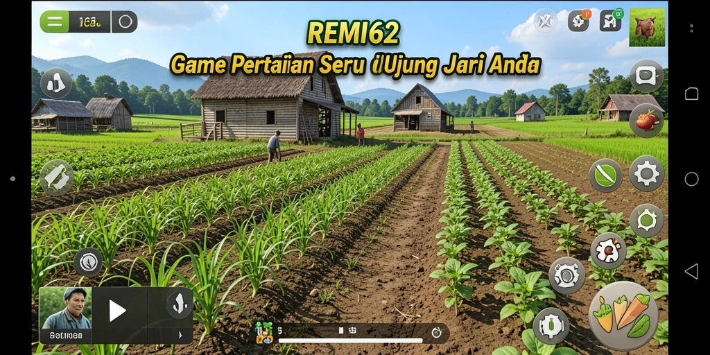 Tangkapan layar gameplay <strong>REMI62</strong> menunjukkan aktivitas bertani yang seru.