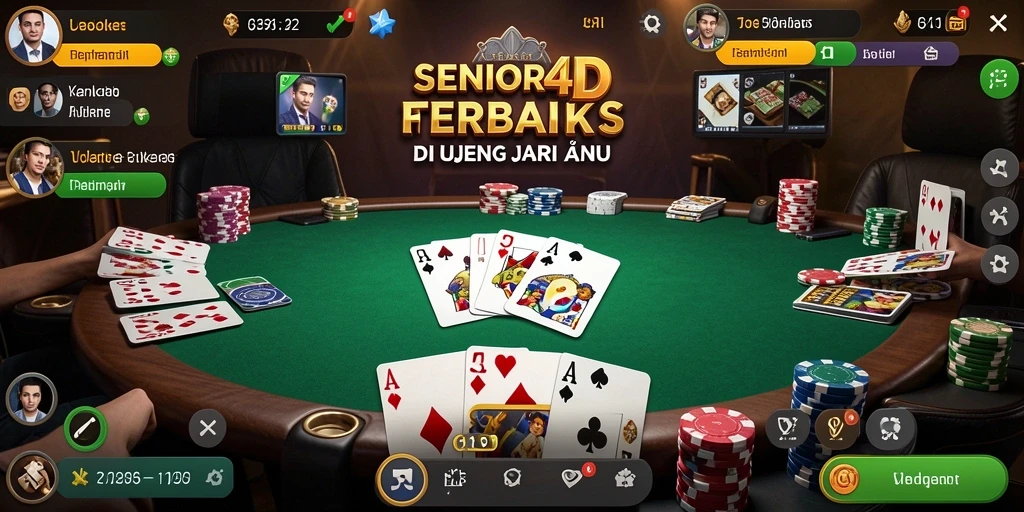 Screenshot gameplay SENIOR4D menampilkan suasana Poker yang seru.