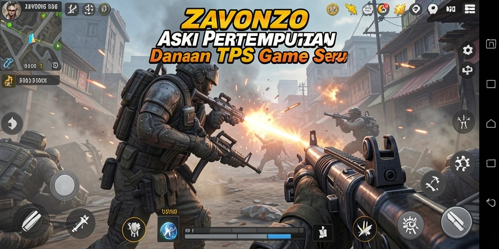 Tangkapan layar ZAVONZO menampilkan aksi pertempuran menegangkan.